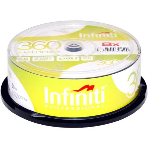 Infiniti DVD+R 8x Speed (25 Pack) Printable Full-Face - (RS8XDVDDL25P) Afbeelding 1