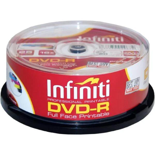 Infiniti DVD-R 16x Speed (25 Pack) Printable Full-Face - (RS16XDVDMR25P) Afbeelding 1
