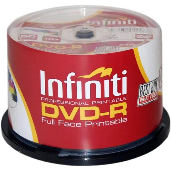 Infiniti DVD-R 16x Speed (50 Pack) Printable Full-Face - (RS16XDVDMR50P) Afbeelding 1