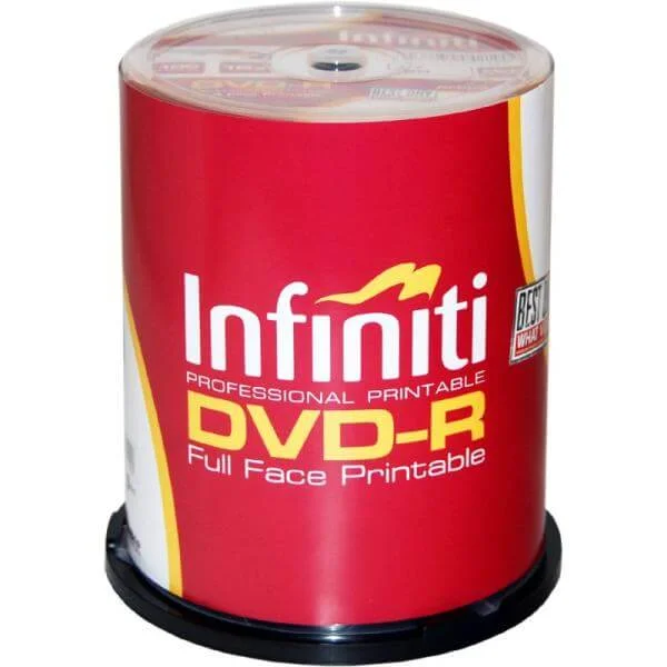 Infiniti DVD-R 16x Speed (100 Pack) Printable Full-Face - (RS16XDVDMR100P) Afbeelding 1