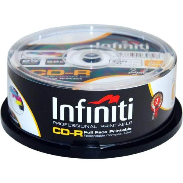 Infiniti CD-R 700MB/80 Min 52x Speed (25 Pack) Printable Full-Face - (RSCD80CB25P) Afbeelding 1