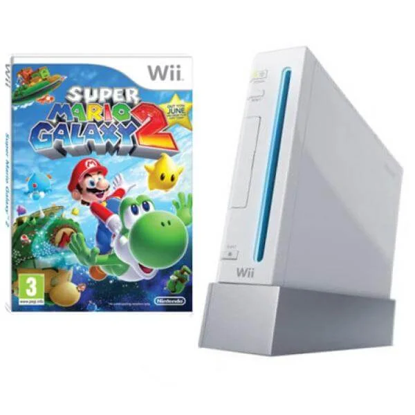 White Wii Console and Super Mario Galaxy 2 Bundle Afbeelding 1
