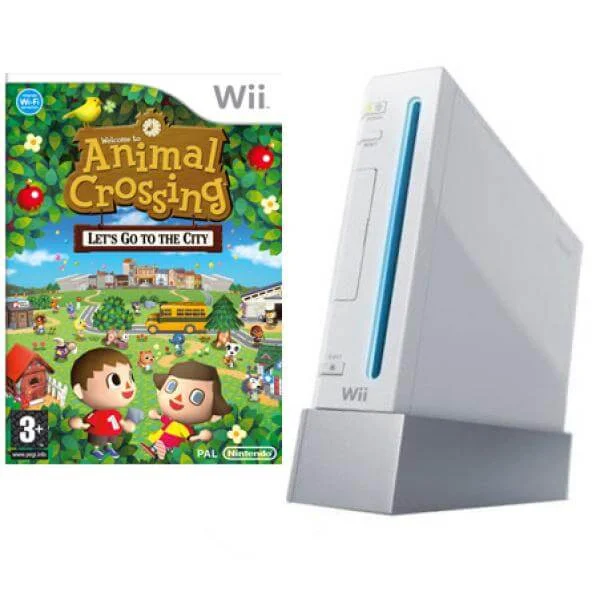 White Wii Console and Animal Crossing with Wii Speak Bundle Afbeelding 1