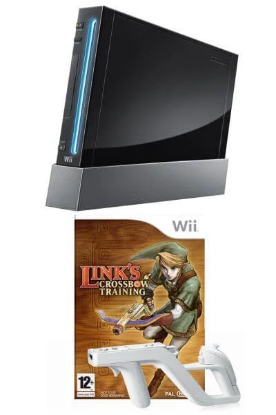 Black Wii Console and Links Crossbow Training Bundle Afbeelding 1