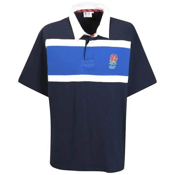 England Rugby SS Panel Rugby Shirt-Navy/Royal - S Afbeelding 1