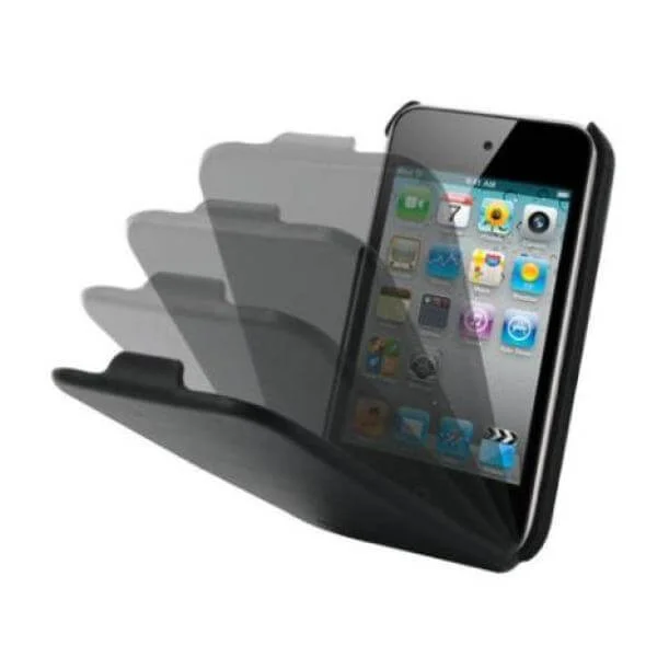 Exspect Hard Leather Flip Case for New iPod Touch 4th Gen - Black Afbeelding 1