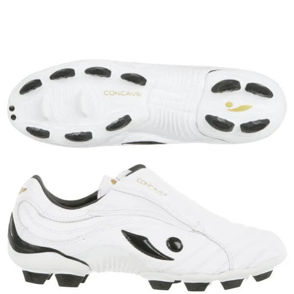 Concave Men's PT+ Classic Firm Ground Football Boots - White/Black - 6 - White/Black Afbeelding 1