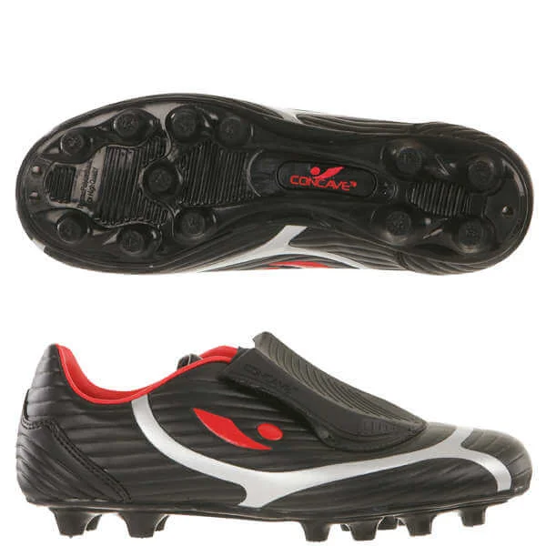 Concave Junior PT Mini Firm Ground Football Boots - Black/Red - 1.5 - Black/Red Afbeelding 1