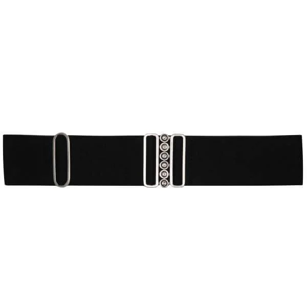 DIESEL WMZ ELASTICATED WAISTED LOGO BUCKLE BELT - size 80 - One size - Zwart Afbeelding 1