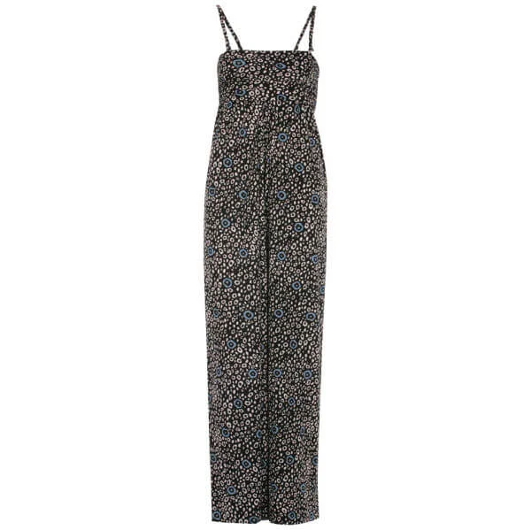 French Connection Women's Jersey Print Playsuit - Black/Tempest Blue - 6 - Black/Blue Afbeelding 1