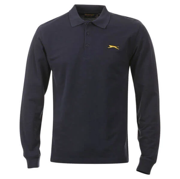 Slazenger Men's Equipe L/S Polo Shirt - Navy - S - Navy blauw Afbeelding 1