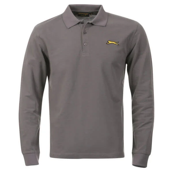 Slazenger Men's Equipe L/S Polo Shirt - Grey - S - Grijs Afbeelding 1