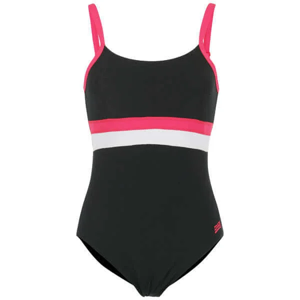 Zoggs Women's CR25 Torquay Scoopback - Black/Pink - 10 - Black/Pink Afbeelding 1
