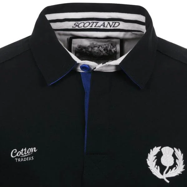Cotton Traders Men's Classic Scotland Rugby Shirt SS - Navy - S - Navy blauw Afbeelding 1