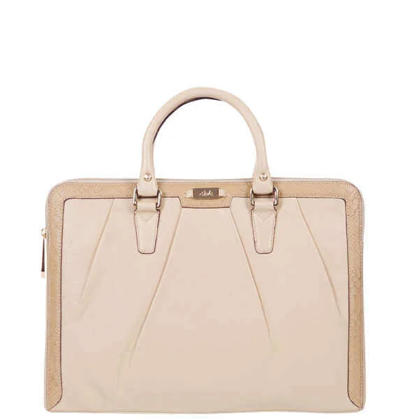 Ri2K Cranley Leather Snake Effect Laptop Bag - Bone Afbeelding 1