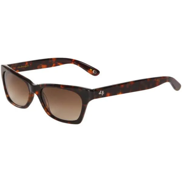 Lulu Guinness Annabelle Logo Arm Retro Sunglasses - Tortoise Frame/ Brown Lens Afbeelding 1