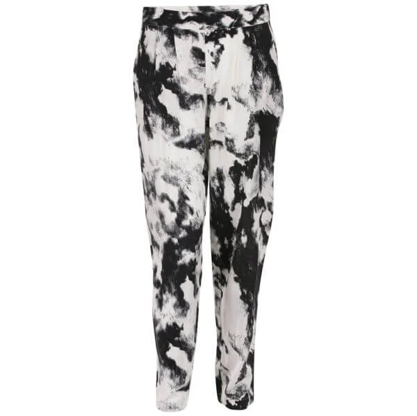Firetrap Women's Hammer Print Trouser - Coal - 30R - White Multi Afbeelding 1