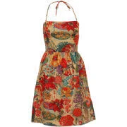 French Connection Women's Vogue Garden Halter Neck Dress - Multi Beige - 8 - Beige Afbeelding 1