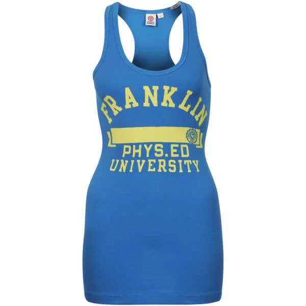 Franklin Marshall Women's University Ribbed Vest Top - Malibu Blue - XS - Blauw Afbeelding 1