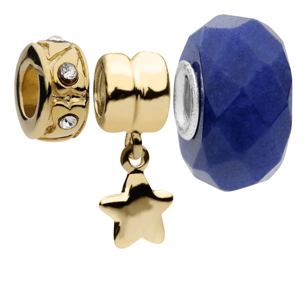 Amadora Star And Crystal Beads Pack Of Three Charms - Silver Afbeelding 1