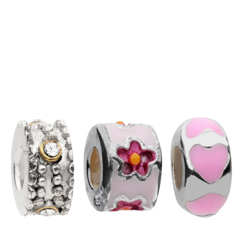 Amadora Silver Flower and Beads Pack of Three Charms - Silver Afbeelding 1