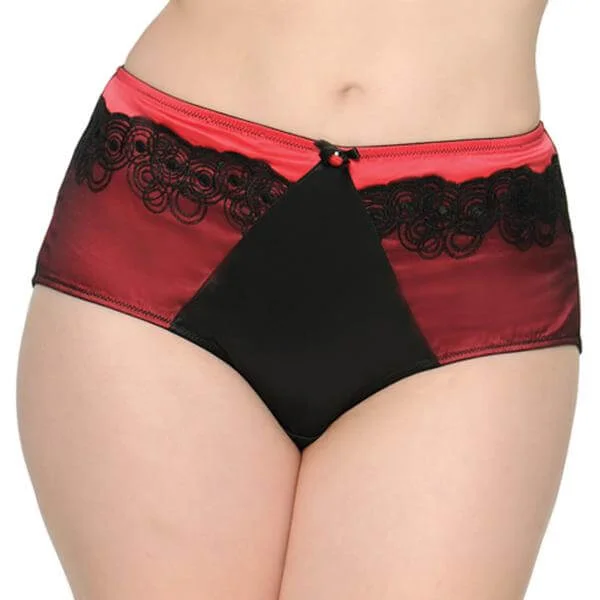 Curvy Kate Tempt Me High Waisted Brief - Black/Scarlet - 8 - Zwart Afbeelding 1