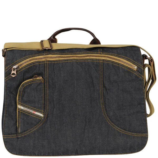 Diesel DNA Infusion Energy Denim/Leather Satchel - Blue Denim H1940 Afbeelding 1