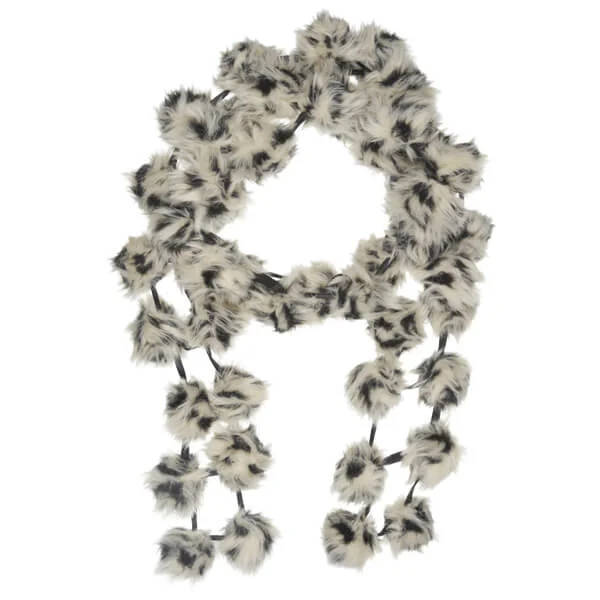 Fur pom pom scarf - One size - Leopard Afbeelding 1