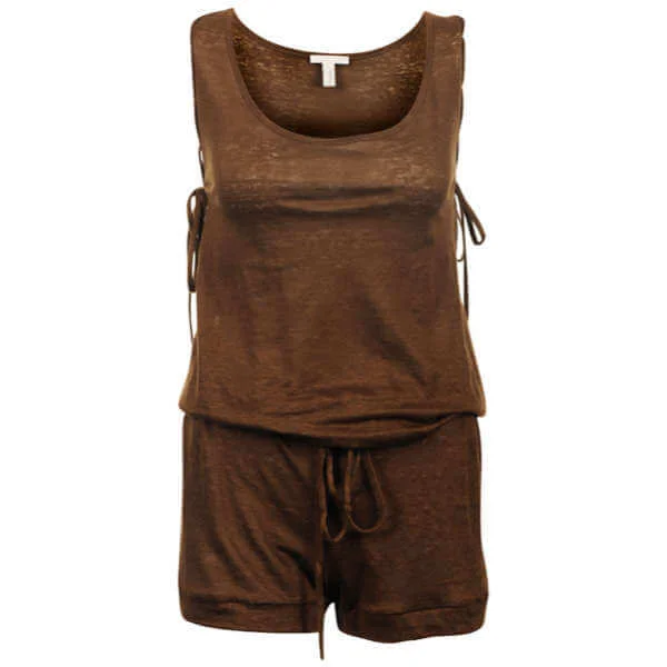 Chloe Women's Sleeveless Playsuit - Brown - 10 - Wit Afbeelding 1