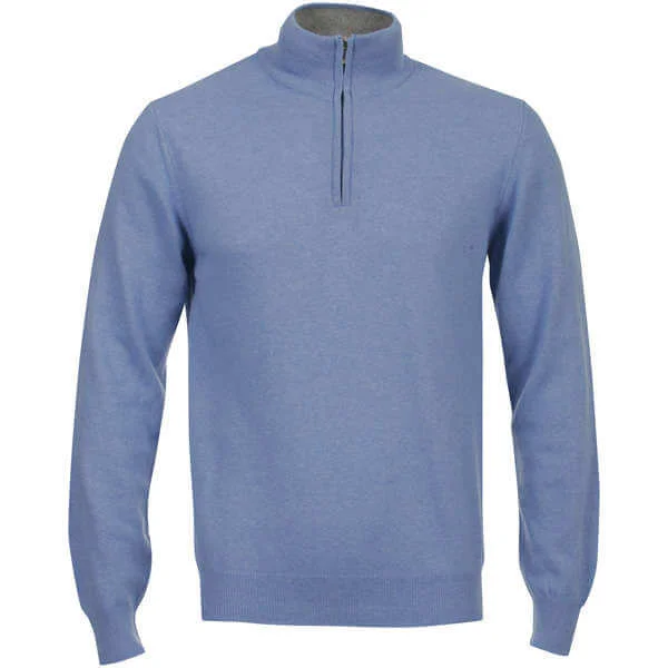 Romeo Gigli Men's Italian Half Zip Cashmere Jumper - Sky - M - Sky Blue Afbeelding 1