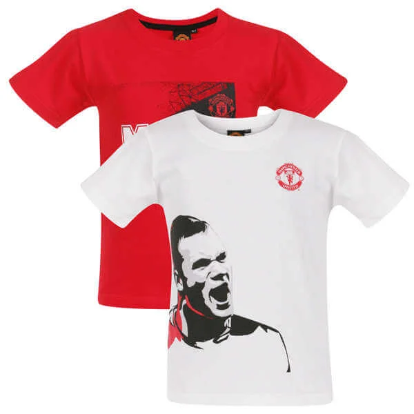 Boys' Manchester United 2-Pack Rooney T-Shirts - 2/3 - Multi Afbeelding 1