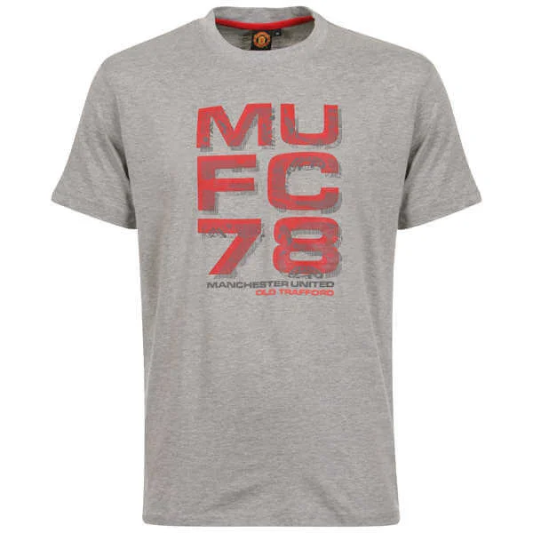 Boys' Manchester United Rubberised Print T-Shirt - Grey - 7 - Grijs Afbeelding 1