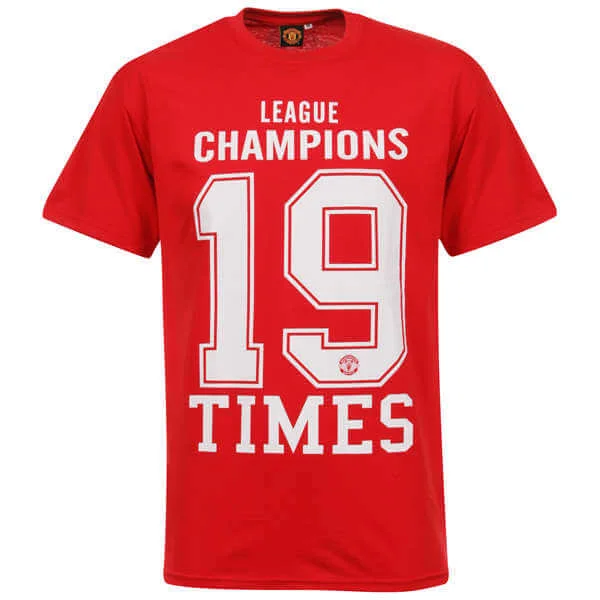 Men's Manchester United 19 Times T-Shirt - Red - S - Rood Afbeelding 1
