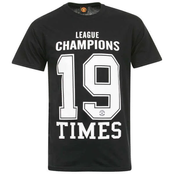 Men's Manchester United 19 Times T-Shirt - Black - S - Zwart Afbeelding 1