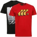 Men's Boxfresh 2-Pack Loupe and LockStep T-Shirt - Ribbon Red/Black - S - Ribbon Red/Black Afbeelding 1