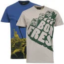 Men's Boxfresh 2-Pack Loquat and Lyricord T-Shirt - Pelican/Limoges - S Afbeelding 1