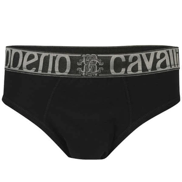 Roberto Cavalli Men's Contrast Brief - Black - S - Zwart Afbeelding 1