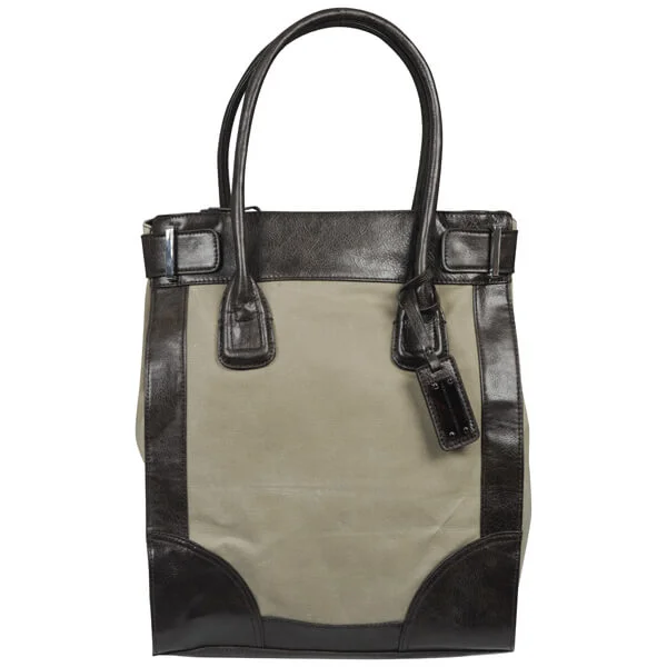 French Connection Women's Liza Tote Bag - Sandscript/Chocolate Brown Afbeelding 1