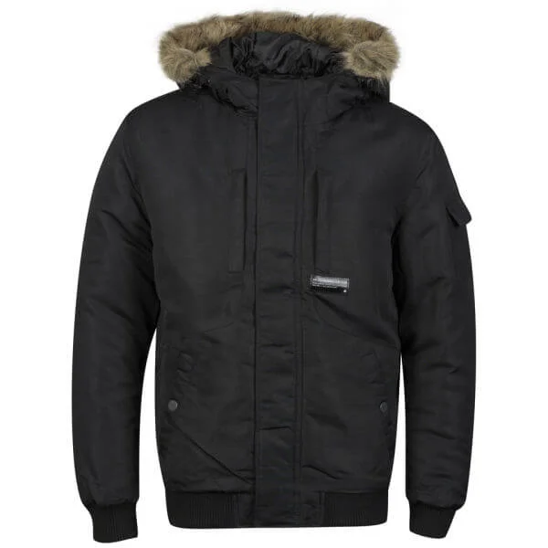 Jack & Jones Men's Alaska Fur Trim Jacket - Black - S - Zwart Afbeelding 1