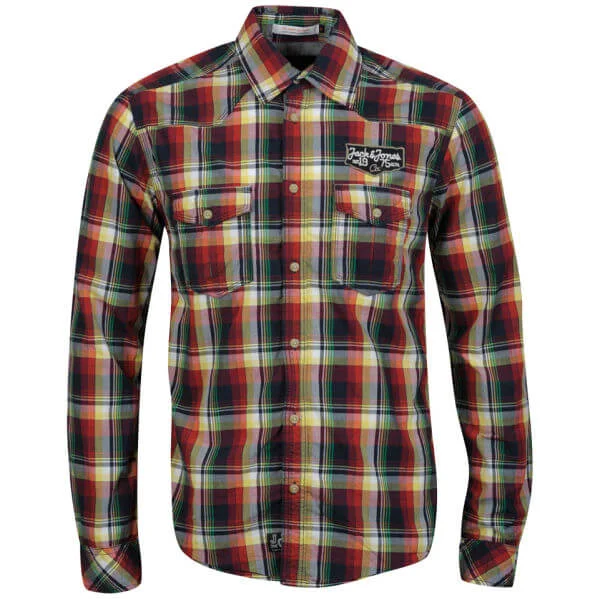 Jack & Jones Men's Branco Check Shirt - Red Multi - S - Rood Afbeelding 1