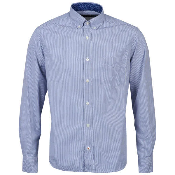 Hartford Men's Button Down Fine Stripe Shirt - Blue Multi - S - Blauw Afbeelding 1