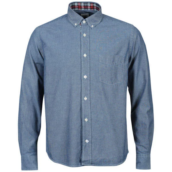 Hartford Men's Check Placket Denim Shirt - Blue - S - Blauw Afbeelding 1