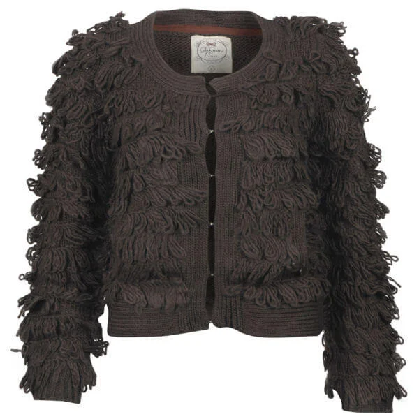 Pepe Women's Zior Fringed Cardigan - Brown Lace - XS - Brown Afbeelding 1