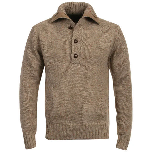 Peter Werth Men's Funnel Neck Jumper - Stone - S - Beige Afbeelding 1