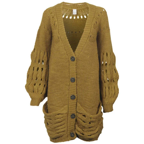 VILA Women's Fonerina Boyfriend Cardigan - Mustard - XS - Mustard Afbeelding 1