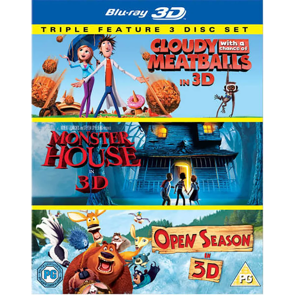 Cloudy with a Chance of Meatballs 3D / Monster House 3D / Open Season 3D Afbeelding 1