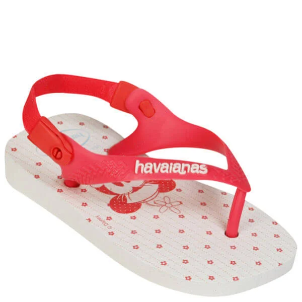 Havaianas Baby Minnie Flip Flops - White/Coral - 1/2 - White/Coral Afbeelding 1