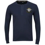 Jack & Jones Men's Vintage Applique Henley Top - Navy - S - Navy blauw Afbeelding 1