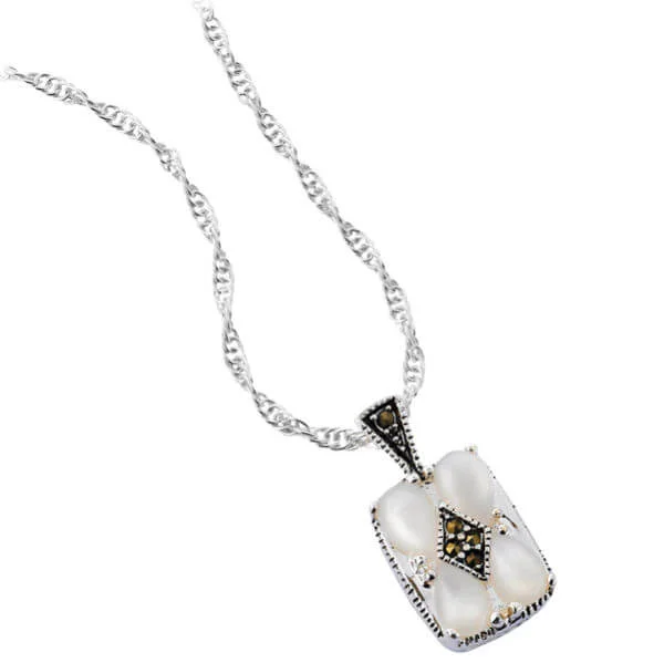 Marcasite Square Drop Pendant - One size Afbeelding 1