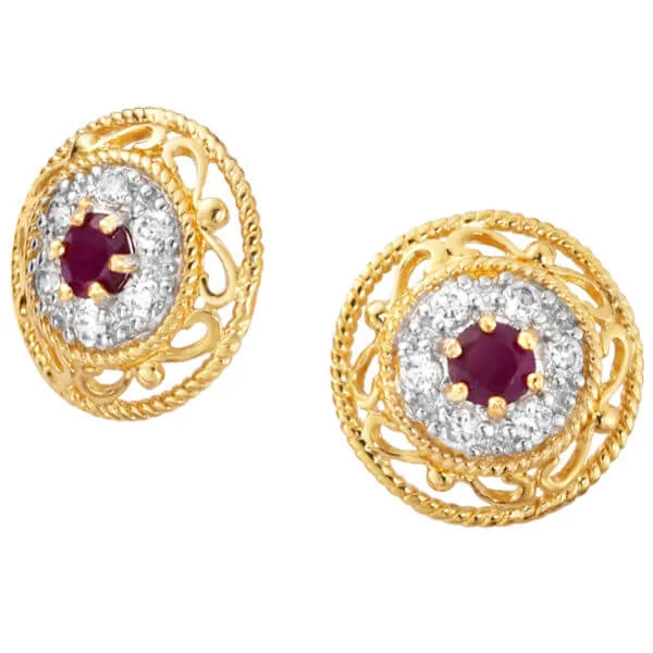 Two Toned Gold Plated Round Earrings - One size Afbeelding 1